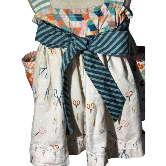 Matilda Jane Platinum Girls Dress Sz 4 Scissors Print Adjustable Tie Waist Limit - Picture 2 of 9
